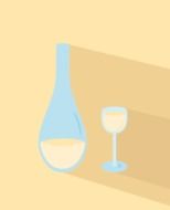 drawn champagne bottle and a glass