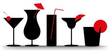 silhouettes of glasses with red tubes