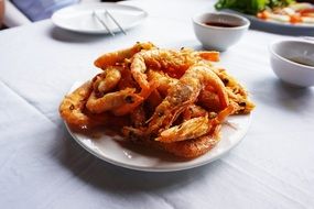 tempura shrimp on a white plate