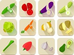 cards with healthy vegetables as an illustration