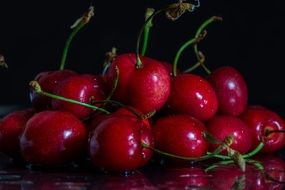 shiny cherries fruit red sweet food