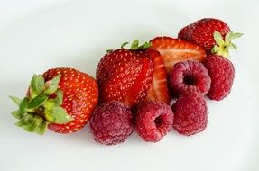 raspberries and strawberries