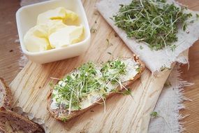 sandwich with butter and herbs