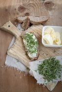 bread and butter on a wooden board