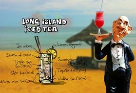 waiter with glass of long island iced tea