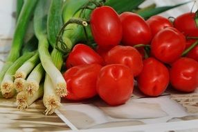 Tomatoes and Spring Onions Vegetables full of vitamins