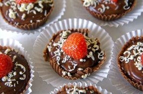 chocolate sweets with strawberries