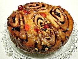 Chelsea Bun with Walnuts and Cherries