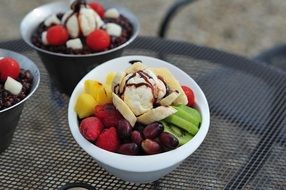 ice cream with fruits as a dessert