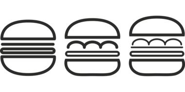 three silhouettes of burgers