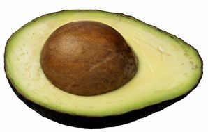 half of avocado with bone