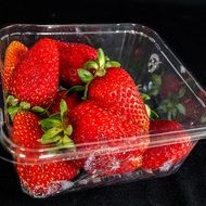 strawberries in plastic box