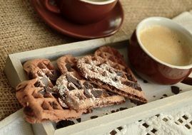 coffee with baked waffles