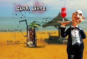 waiter with cuba libre cocktail