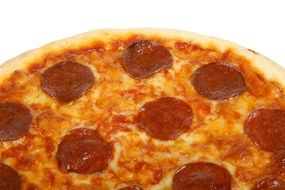 pizza with sausages and sauce