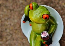 funny ceramic frog sitting with cocktail
