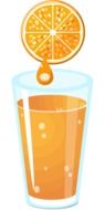 clipart of drawn orange juice and orange slice