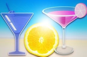 Cocktail Margarita and lemon drawing