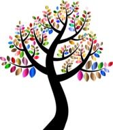 tree with rainbow leaves