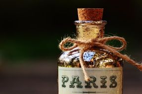 glass bottle with cork close up