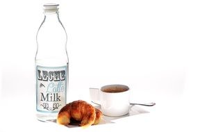 Coffee with milk and croissant for the breakfast