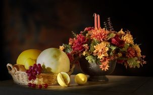 Candles and fruits