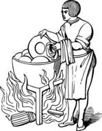 washing dishes in ancient times drawing