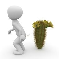 Cactus Sting in personâs buttocks, rendering