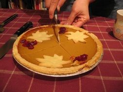pumpkin pie as dessert on table