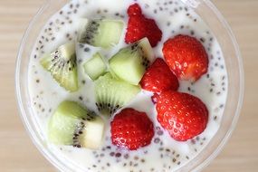 chia and fruit salad in yogurt