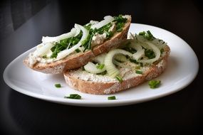 sandwiches with cream cheese and onions for breakfast