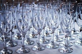 many glasses for champagne
