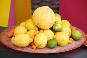variety of citruses on a large plate