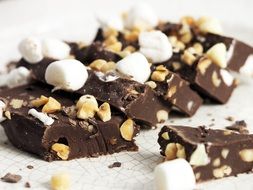 cake with marshmallows and nuts