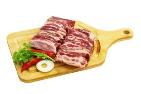 barbecue meat on a wooden board