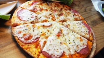 Closeup picture of Delicious italian pizza with cheese