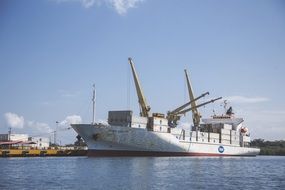 ship with containers at sea