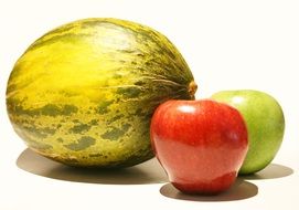 Melon and apple fruits
