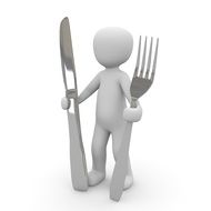 abstract person holds Fork and Knife, rendering