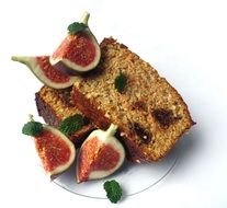 sweet Cake with cut Figs closeup