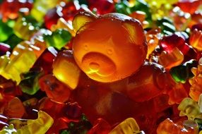 transparent chewy candy closeup