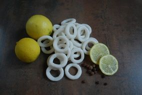 Fresh Squid Rings and Lemons