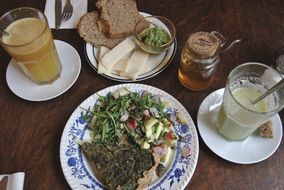 vegetarian lunch on the table