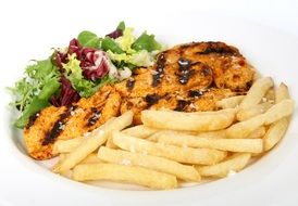 chicken breast with french fries