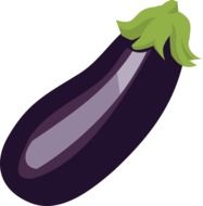 Purple eggplant with a green ponytail