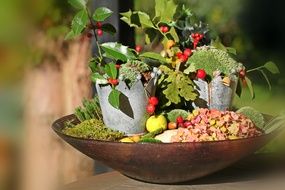 autumn decorations on a plate