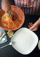 Pasta replacing on white dish