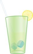 drawn lemonade with ice and a slice of lemon