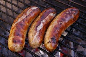 sausages on grilling