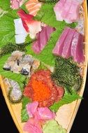 set of seafood on board